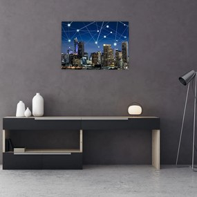 Sklenený obraz - Veľkomesta v noci (70x50 cm)