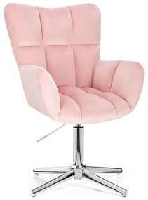 LuxuryForm DESIGN Otočné kreslo AURORA VELUR na striebornom kríži - svetlo ružové