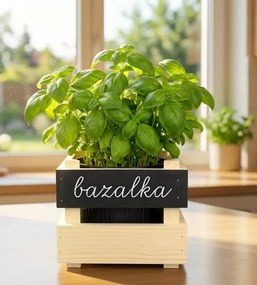 AMADEA Drevený obal s kvetináčom a tabuľkou na písanie kriedou, 17x15x17 cm Český výrobok