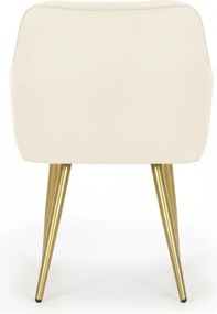 Sada štyroch jedálenských stoličiek FLORENCE zamatové, krémové / zlaté nohy (4 ks)