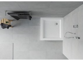 Mexen Rio, štvorcová sprchová vanička 80x80x14 cm + chrómový sifón, biela, 45108080