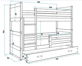 Poschodová posteľ RICO 2 - 160x80cm - Borovica - Zelený