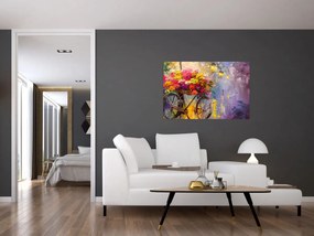 Obraz - Bicykel s kvetmi (90x60 cm)