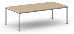 Kancelársky stôl PRIMO INVITATION, sivostrieborná podnož 2400 x 1200 mm, orech