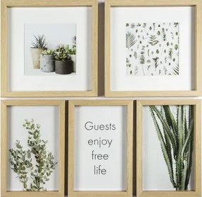 Multirám pre 8 ks foto 15x24 cm + 14x14 cm, prírodné drevo%