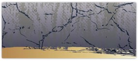 Obraz - Modrá a zlatá abstrakcia N⁰1 (120x50 cm)