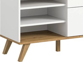 Televizna skrinka Scandi, biela/dub nox