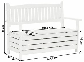 Tempo Kondela Záhradná lavička, biela, 123,5 cm, DILKA