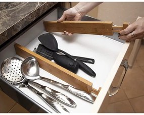 VERK GROUP Priečka / rozdeľovač, organizér do zásuvky 4ks, bambus - nastaviteľná až do 56 cm, RUNHY