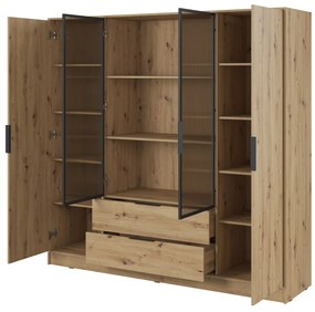 Šatníková skriňa Kelly 4D RM s policami 206 cm dub artisan