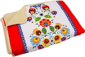 Prehoz z ovčej vlny červený