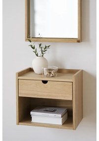Závesný/s poličkami nočný stolík z dubového dreva v prírodnej farbe Hillmond – Rowico