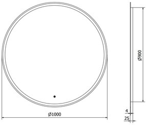 Mexen Gobi, LED okrúhle kúpeľňové zrkadlo s podsvietením 100 cm, 6000K, ochrana proti zahmlievaniu, 9801-100-100-611-00