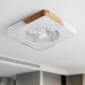 Brilagi - stmievateľné LED svietidlo s ventilátorom LED/38W/230V 50 cm biela/dub + diaľkové ovládanie