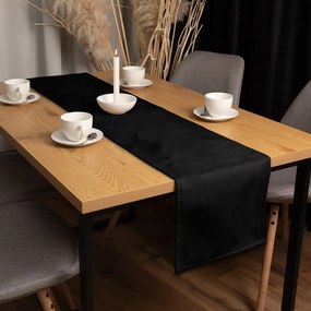 Biante Behúň na stôl/imitácia brúsenej kože Alcantara ALC-012 Čierny 20x120 cm