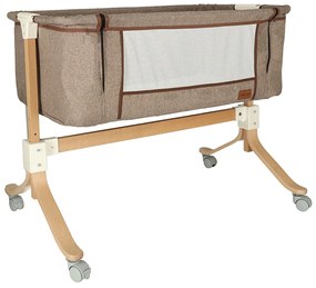 KIK Detská postieľka, drevená postieľka na kolieskach detská posteľ hnedá