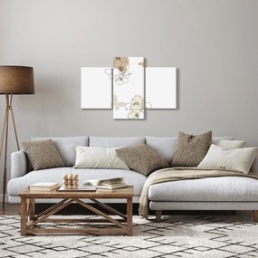 Obraz - Béžové kvety s motýľom N⁰2 (90x60 cm)