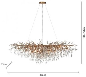 Paul Neuhaus 2031-11 - Luster na lanku ICICLE 15xG9/40W/230V 75x150 cm mosadz