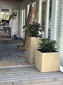 Kvetináč BLOCK, drevo akácie, výška 90 cm, hnedý