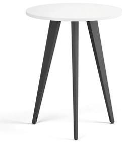 Konferenčný stôl PRIMO VIBE, priemer 60 cm, čierna podnož, biela
