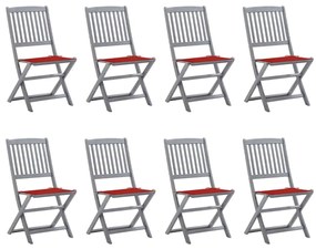 Skladacie vonkajšie stoličky 8 ks s podložkami akáciový masív 3078296