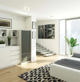 Skriňa STAR S 60 cm 2D 2SZ biela / sivá