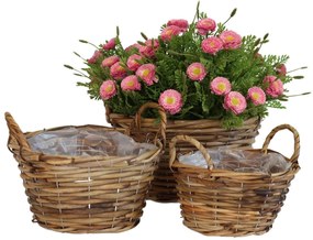 Hnedý ratanový košík s uškami 28cm