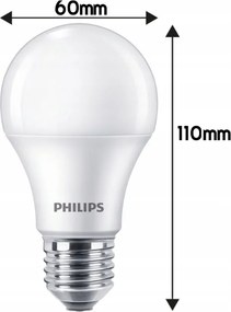 SADA 10 KS ŽIAROVEJ SVETLOSTI PHILIPS LED E27 10W = 75W 1055lm Teplá LED žiarovka 2700K