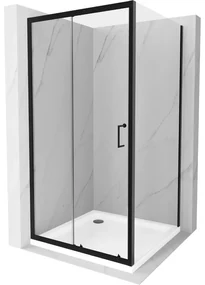 Mexen Apia sprchová kabína, posuvné dvere 100 x 100 cm, transparentnéné, čierna + závesný bidet Flat, biela