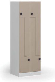 Kovová šatníková skrinka S1 Z, 4 oddiely, 1850 x 600 x 500 mm, demont, kódový zámok, béžové dvere