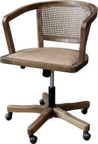 Antik drevená stolička s výpletom a opierkami na kolieskach Old French chair - 62*62*92 cm