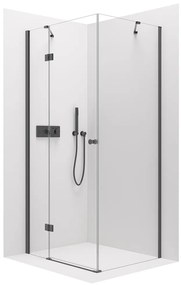 Cerano Marino, sprchovací kút 120(dvere) x 100(stena) x 190 cm, 6mm číre sklo, čierny profil, CER-CER-422907