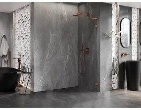 Mexen, Mexen Lunar L sprchová stena pravá 110 x 200 cm, priehľadná 8 mm, ružové zlato - 830L-110-000-60-00-P