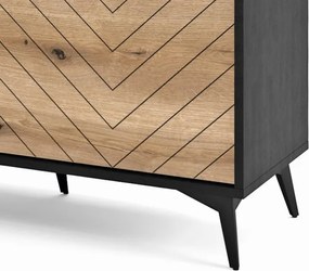 Úložná komoda so zásuvkami Diamond, čierna/dub