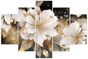 Obraz - Kvety v zlate (150x105 cm)