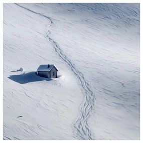 Obraz osamelá chata v zime