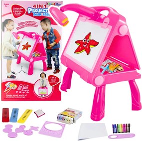 LEAN Toys Tabuľa so stojanom a projektorom na kreslenie 4v1 49 cm