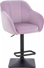 LuxuryForm DESIGN Barová stolička AVOLA VELUR na čiernej hranatej podstave - levanduľa
