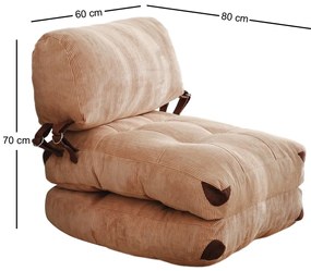 Rozkládací futonové křeslo Kadife camel