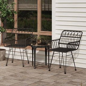 Záhradné stoličky 2 ks s opierkami čierne 56x64x80 cm PE Rattan 319427