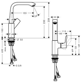 Hansgrohe Metris New, páková umývadlová batéria 230 s odtokovou súpravou Push-Open, chrómová, 31187000