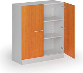 Kovová spisová skriňa s drevenými dverami, demontovaná, 1150 x 1000 x 400 mm, čerešňa