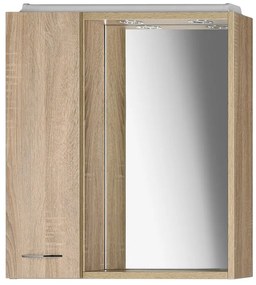 Aqualine Aqualine, ZOJA/KERAMIA FRESH galérka s LED osvetlením 60x60x14cm, ľavá,dub platin, 45027