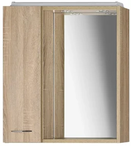 Aqualine Aqualine, ZOJA/KERAMIA FRESH galérka s LED osvetlením 60x60x14cm, ľavá,dub platin, 45027