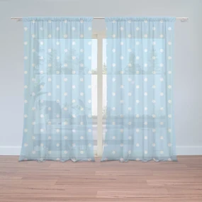 Sablio Záclony Biele bodky na modrej: 2ks 150x250cm