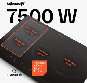 Klarstein Delicatessa 77 Hybrid, vstavaná indukčná varná doska, 7000 W, 4 zóny, čierna