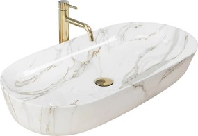 Keramické umývadlo na dosku REA CLEO 81 cm béžový mramor