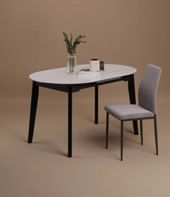 Vintino Rozkladací jedálenský stôl ELIAN 140–180 cm – biely mramor / čierna