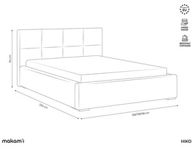Zelená zamatová čalúnená dvojlôžková posteľ s úložným priestorom s roštom 140x200 cm Hiko – Makamii