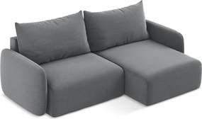 Sivá zamatová rozkladacia/s úložným priestorom rohová pohovka (pravý roh/s leňoškou) Kalena – Makamii